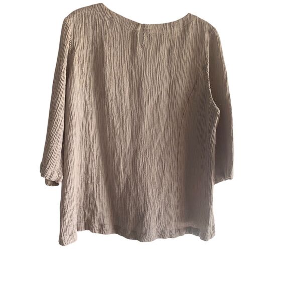 Soft Surroundings Tops - Soft Surrounding Womens Taupe Gauzy Lagenlook Top PL Button Detail Flowy Casual
